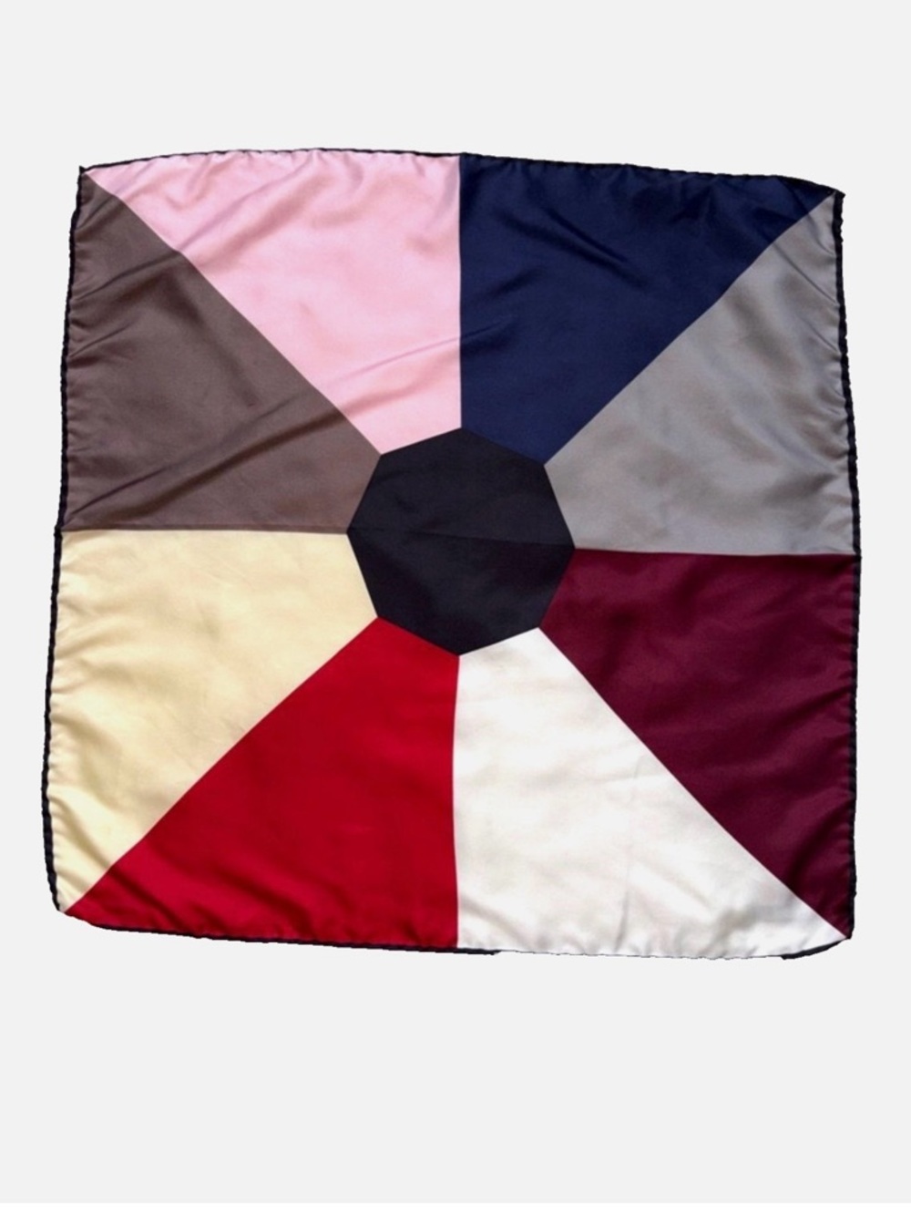 Vintage Italian Silk Scarf Colorblock Geometric Square Scarf Made In Italy